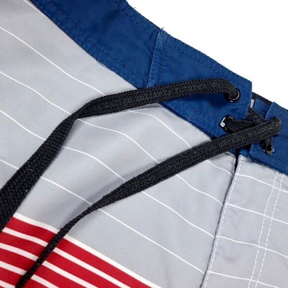 ANALOG Color Block Striped Board Shorts Swim Trunks Flag Red White Blue Mens 31 - Picture 9 of 9